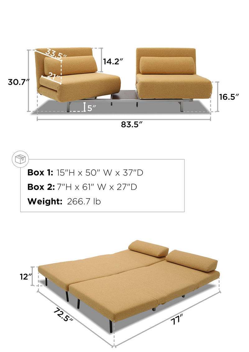 Ardina 2 Seat Sofa Bed dimensions