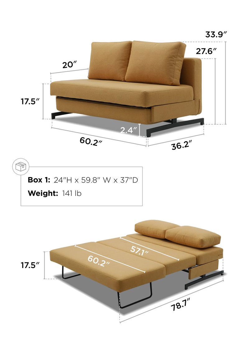 Bamton Armless Sofa Bed dimensions