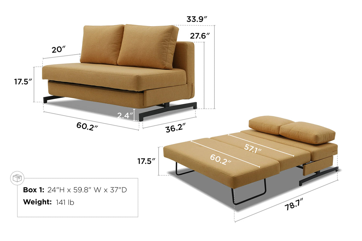 Bamton Armless Sofa Bed dimensions