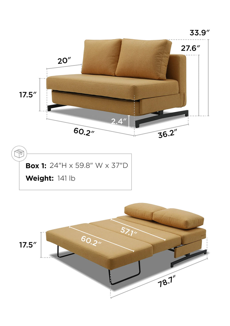 Bamton Armless Sofa Bed dimensions