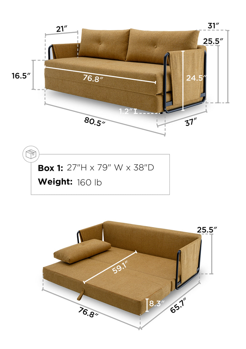 Berlin 3 Seat Sofa Bed dimensions