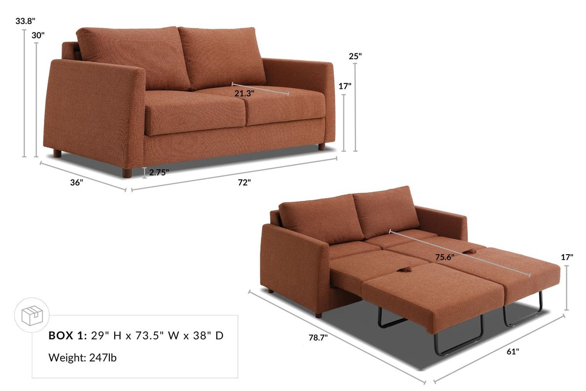 Spaze Furniutre sofa bed Bronze orange pull out bed apartment furniture Queen sofa beds Small sleeper sofa multi-functional