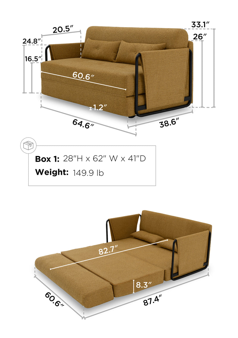 Breda 2 Seat Sofa Bed dimensions