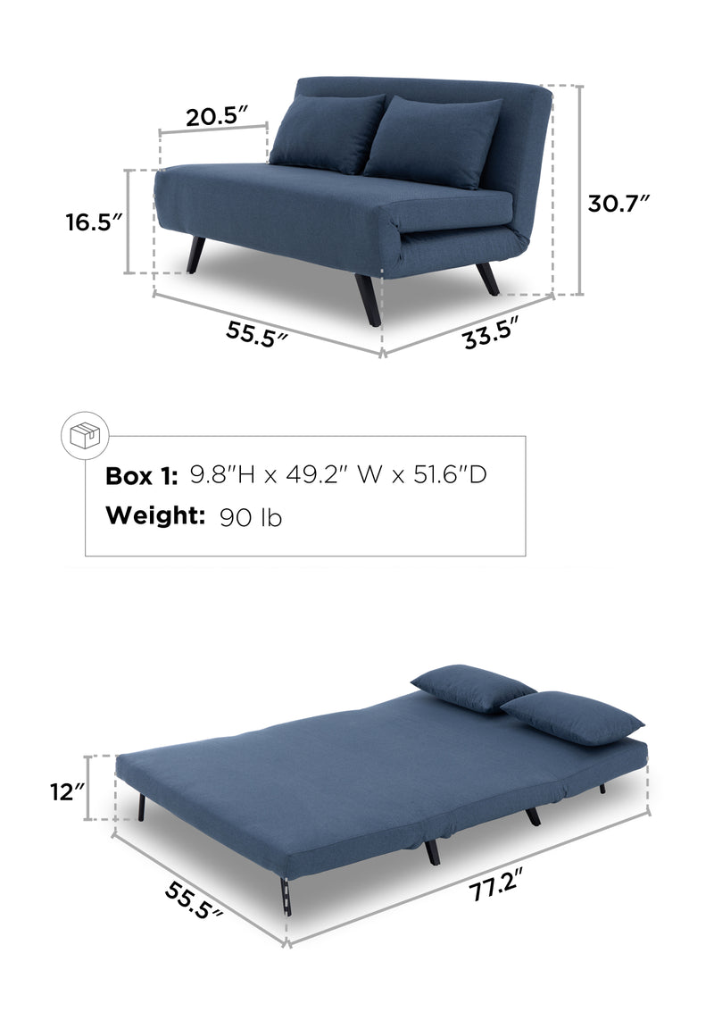 Coda 2 Seat Sofa Bed dimensions