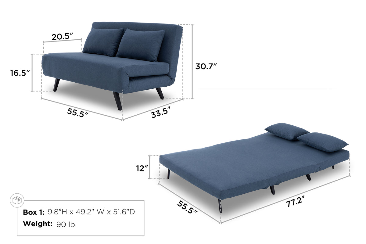 Coda 2 Seat Sofa Bed dimensions