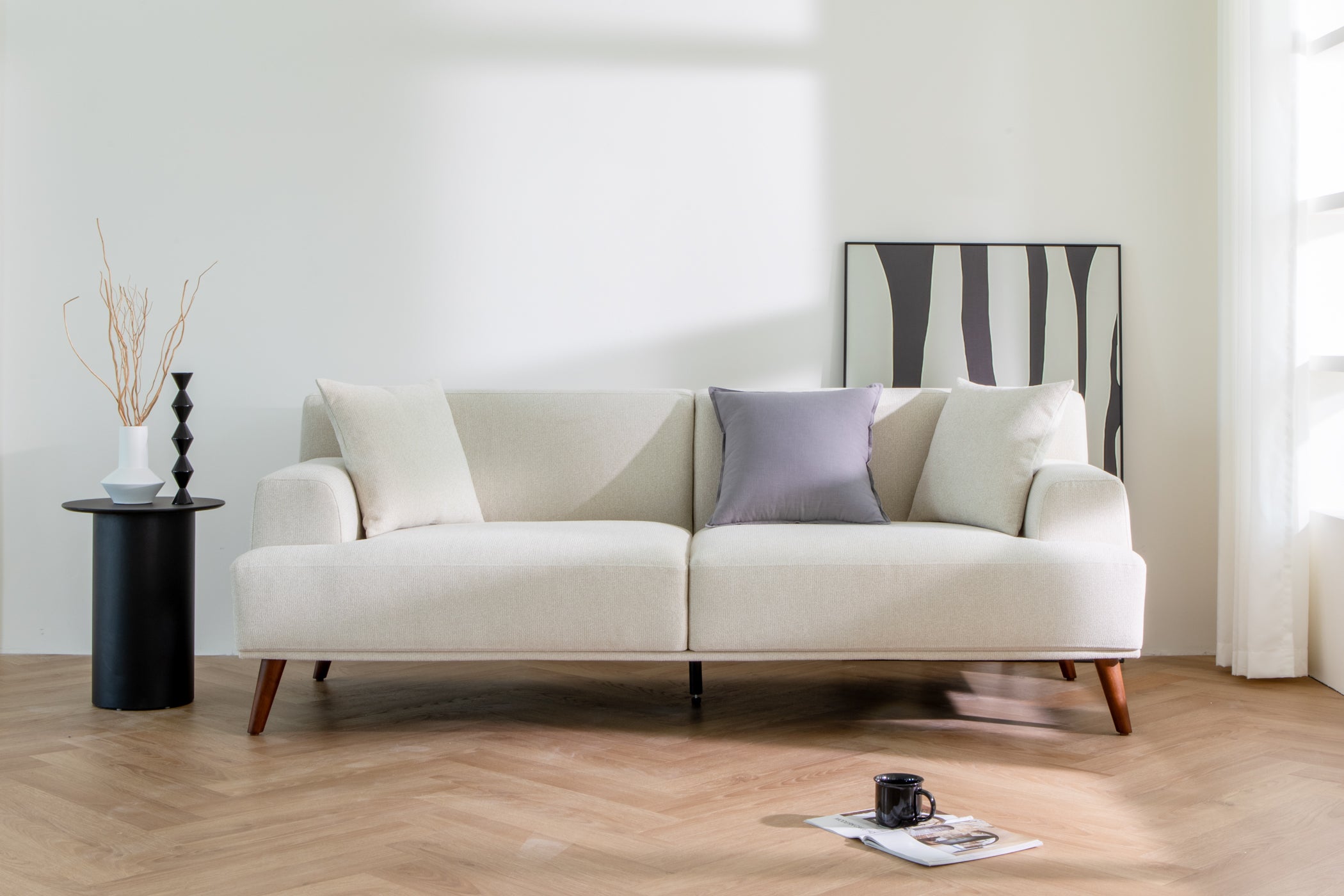 Mercury Sofa Spaze Furniture modern design comfortable wooden legs 2.5 seats Linen Like Fabric Living room furniture modern couch mid-century sofas couches 