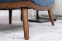 Blue armless occasional chair living room furniture wooden legs comfortable chairs office chairs modern