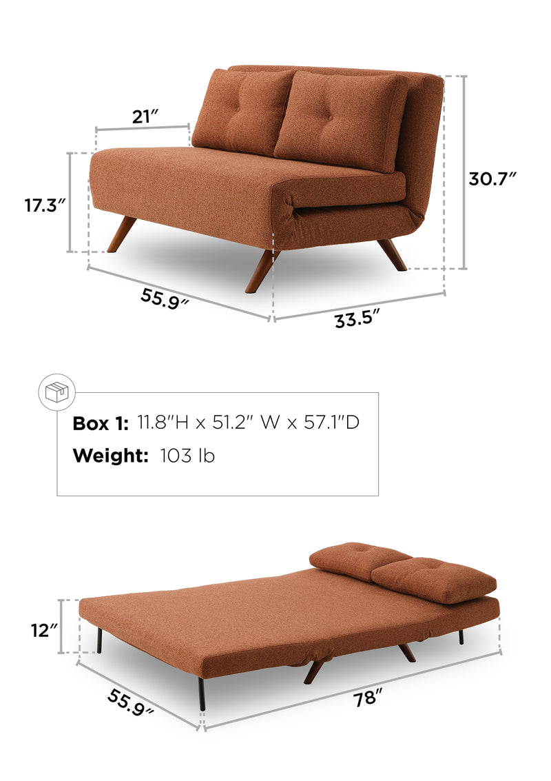 Napa Armless Sofa Bed dimensions