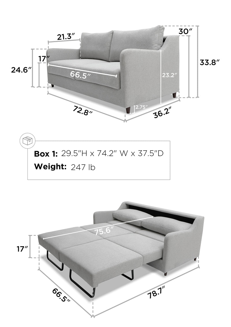 Noble 2 Seat Sofa Bed dimensions
