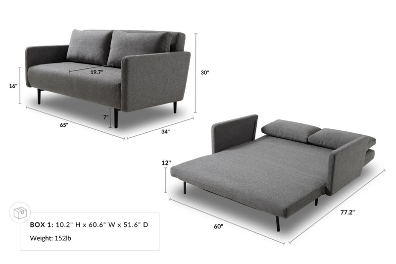 Oslo 2 Seat Sofa Bed | Metal Black